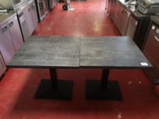 (2) Square Wooden Topped / Steel Base Dining Tables