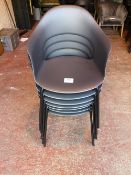 (7) Black Plastic Stackable Outdoor Dining Chairs