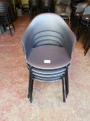 (6) Black Plastic Stackable Outdoor Dining Chairs