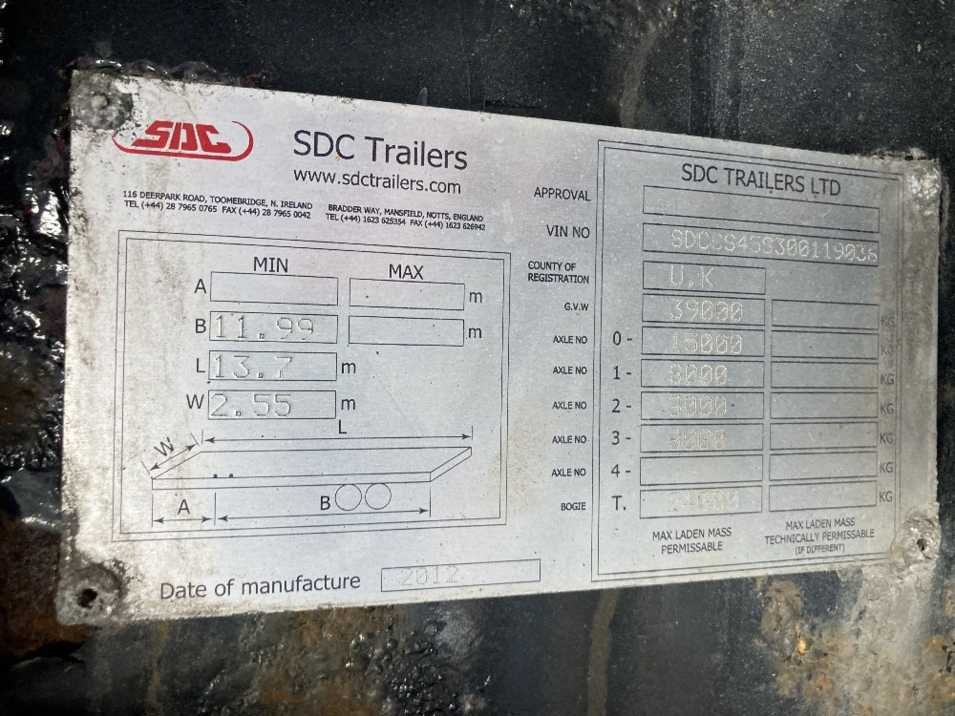 SDC 13.7mtr tri-axle curtainside trailer - Image 8 of 12