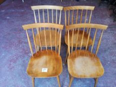 (4) Wooden Spindle Back Dining Chairs