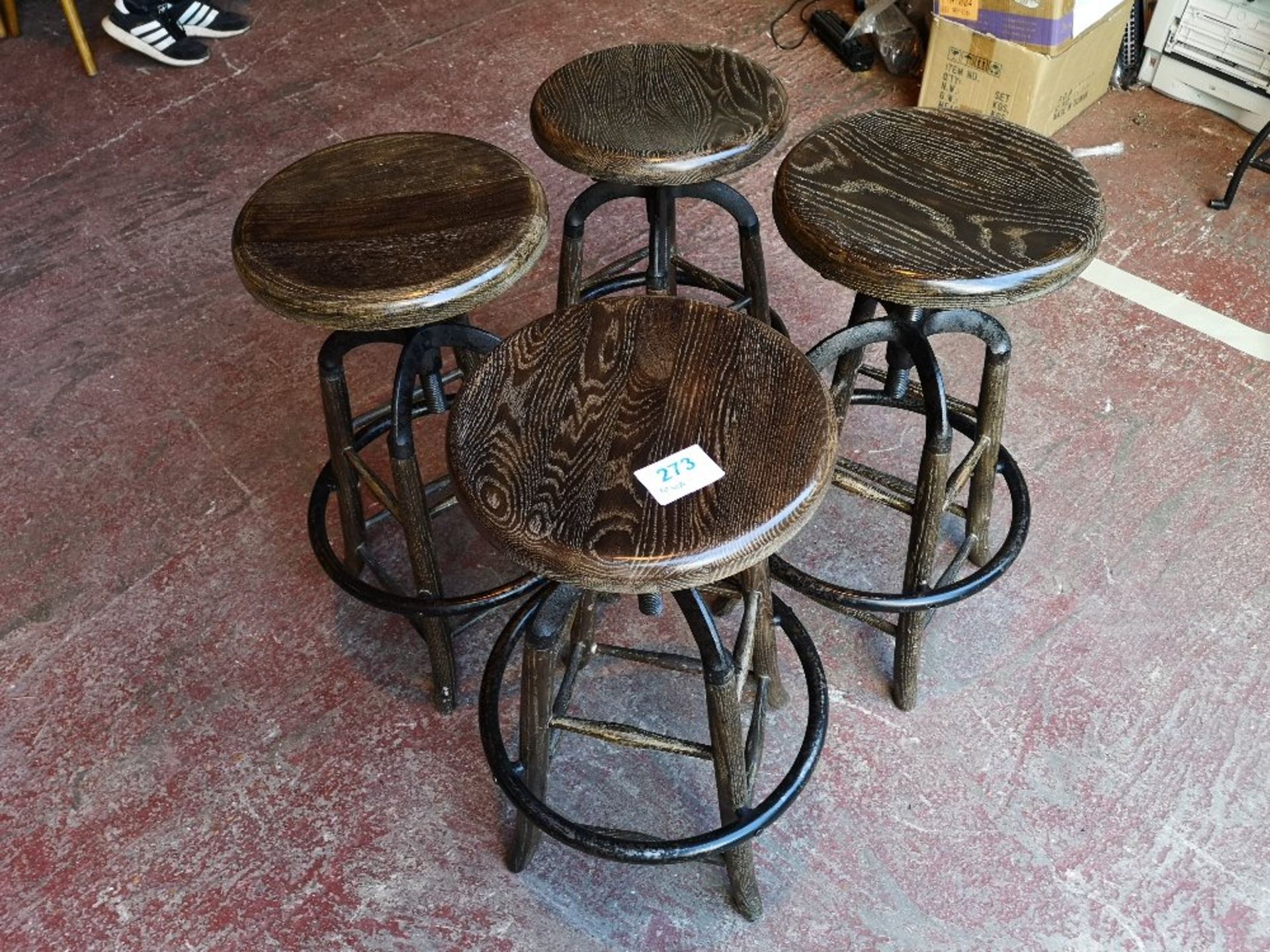 (4) Cylindrical Industrial Style High Adjustable Stools - Image 3 of 3
