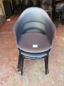 (6) Black Plastic Stackable Outdoor Dining Chairs