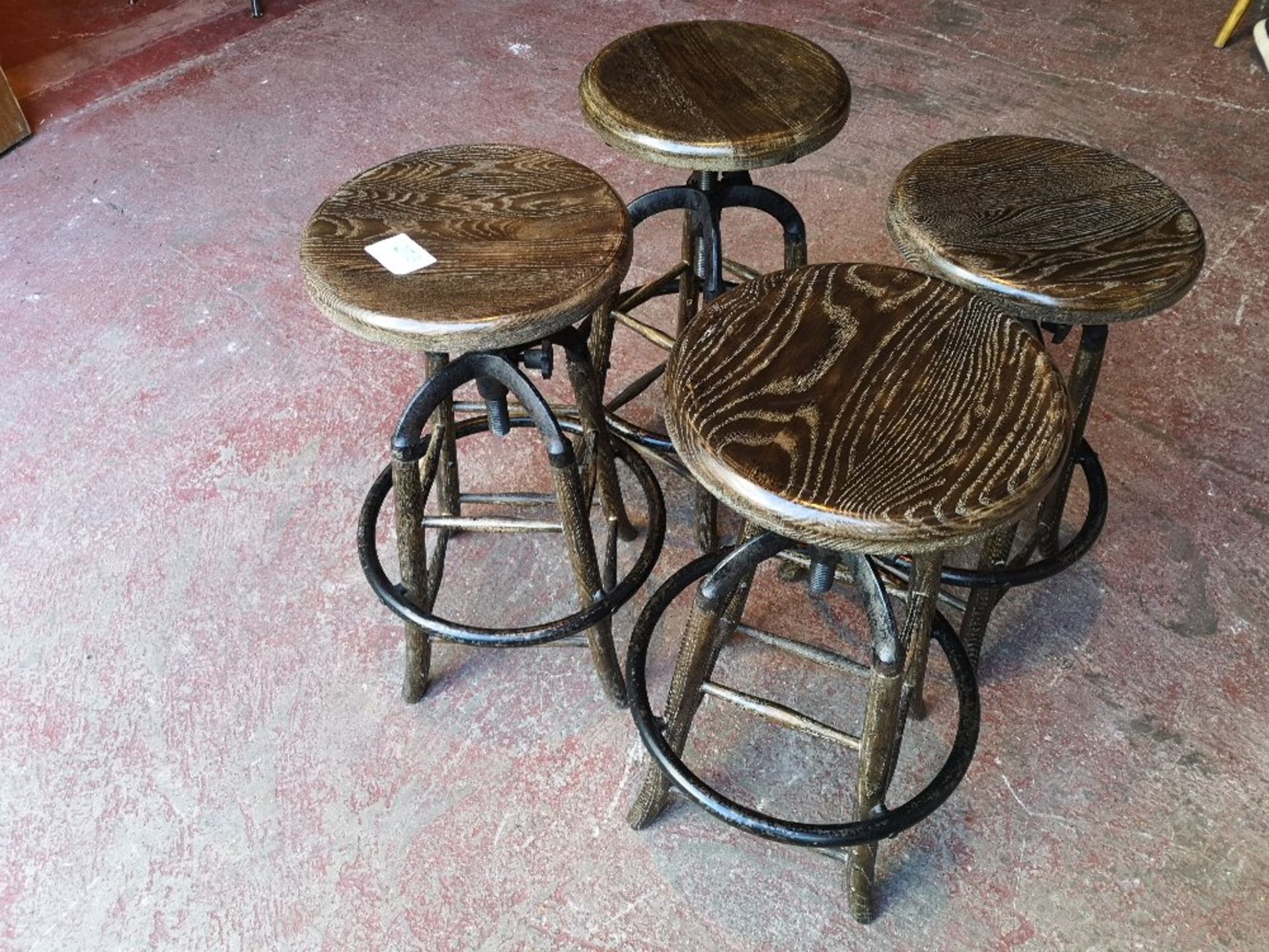 (4) Cylindrical Industrial Style High Adjustable Stools - Image 2 of 3