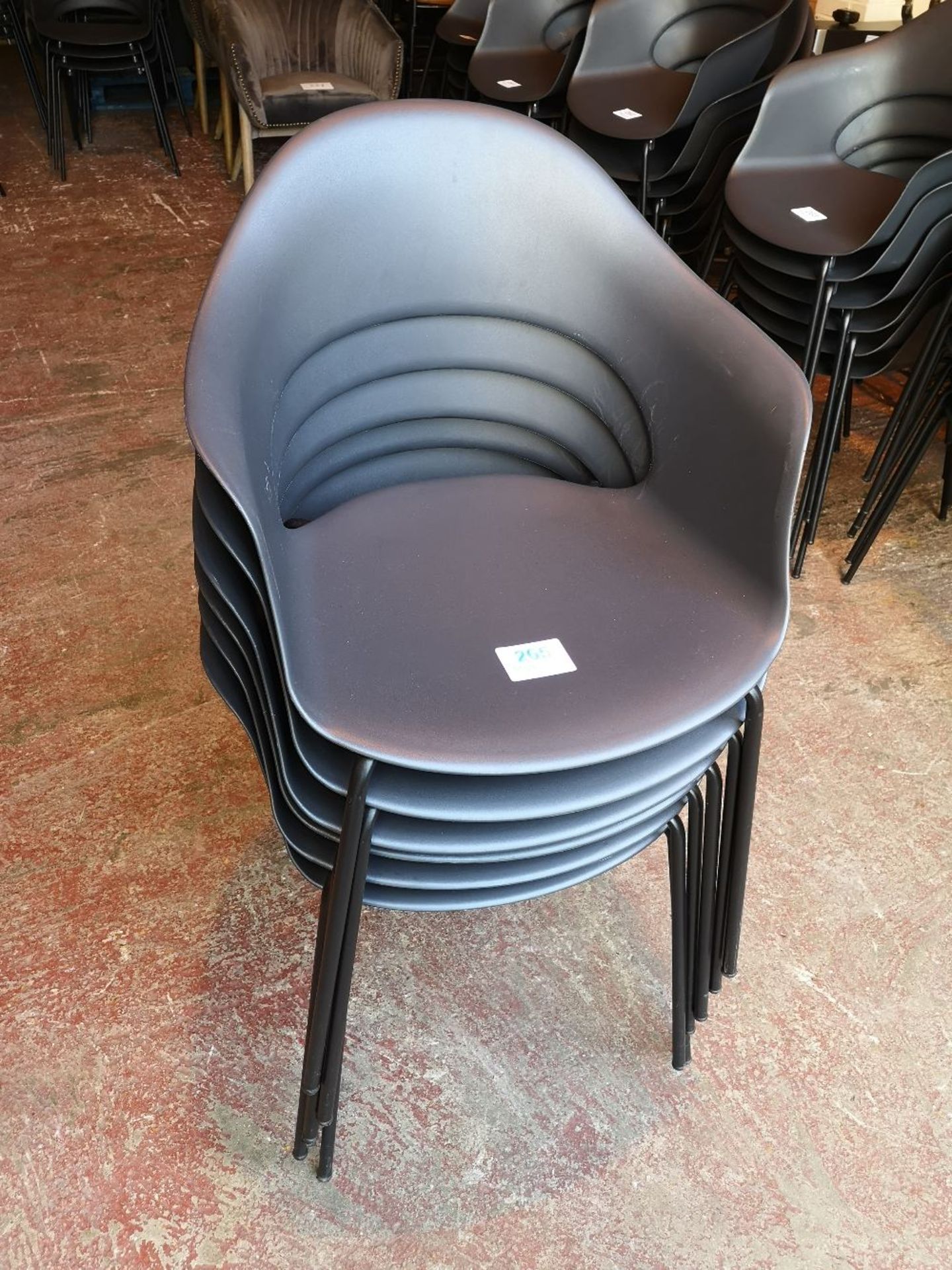 (6) Black Plastic Stackable Outdoor Dining Chairs - Image 2 of 3