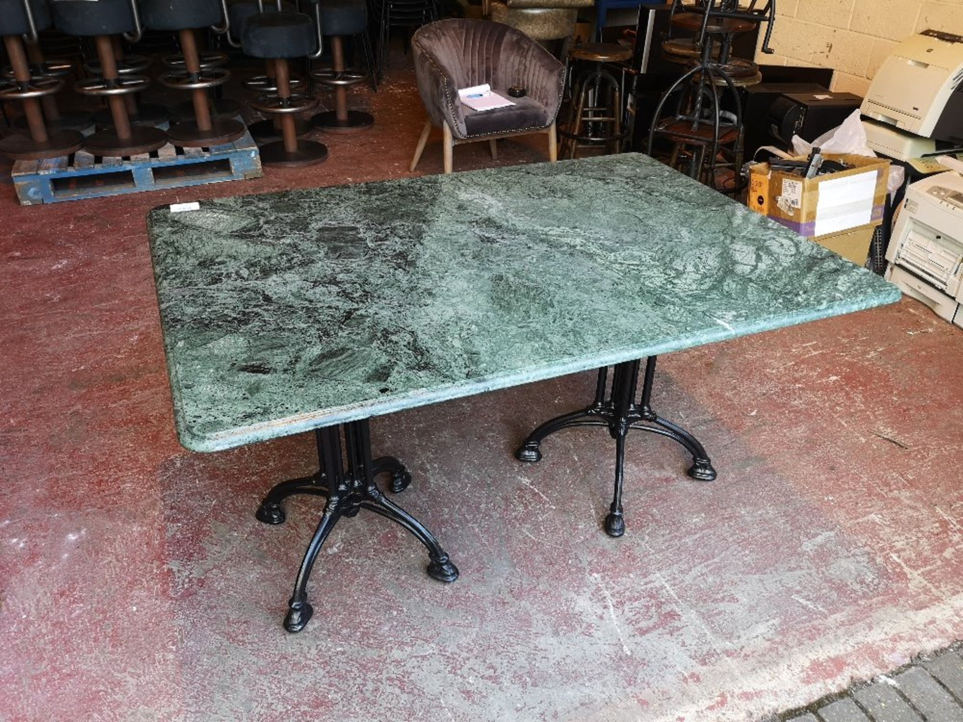 Marble Top / Wrought Iron Dining Table - Image 3 of 3