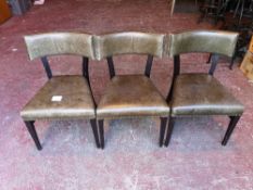 (3) Faux Leather / Wooden Frame Dining Chairs