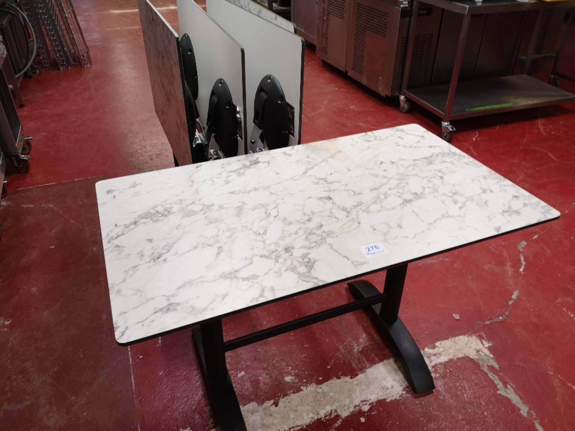 (5) Rectangular Laminated Marble Effect / Steel Frame Fold-Up dining tables - Image 2 of 4