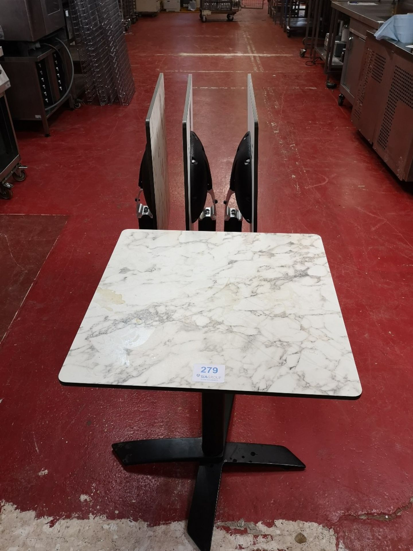 (4) Square Laminated Marble Effect / Steel Frame Fold-Up dining tables