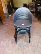 (7) Black Plastic Stackable Outdoor Dining Chairs