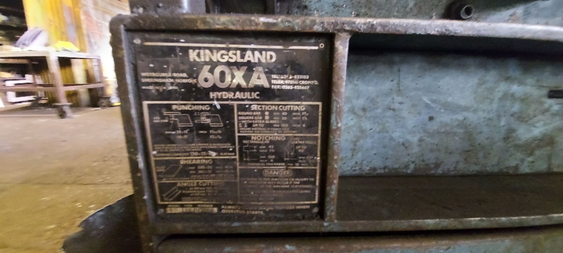Kingsland 60XA Hydraulic Metal Working Machine - Image 5 of 5