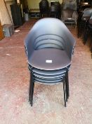 (6) Black Plastic Stackable Outdoor Dining Chairs