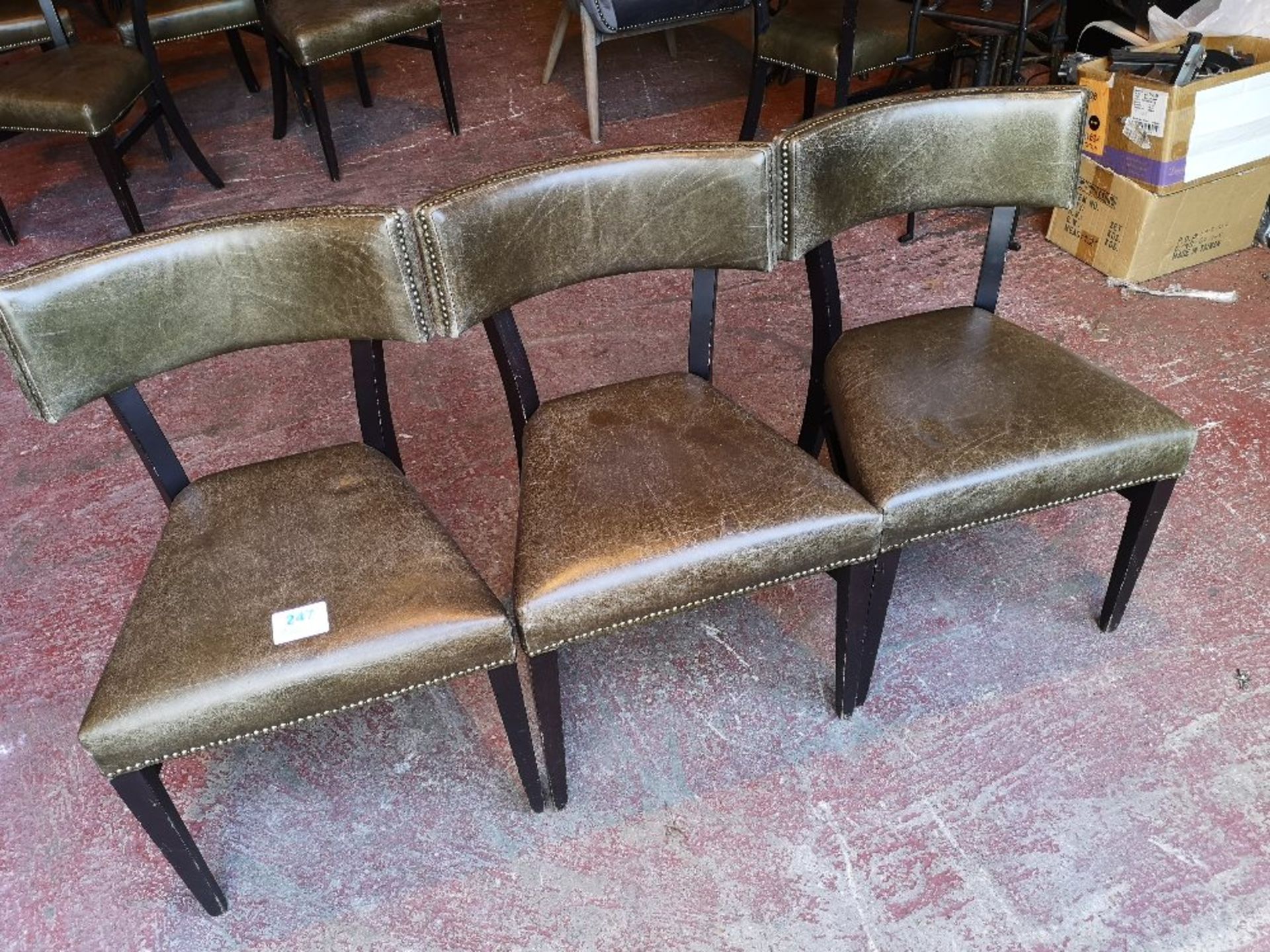 (3) Faux Leather / Wooden Frame Dining Chairs - Image 3 of 3
