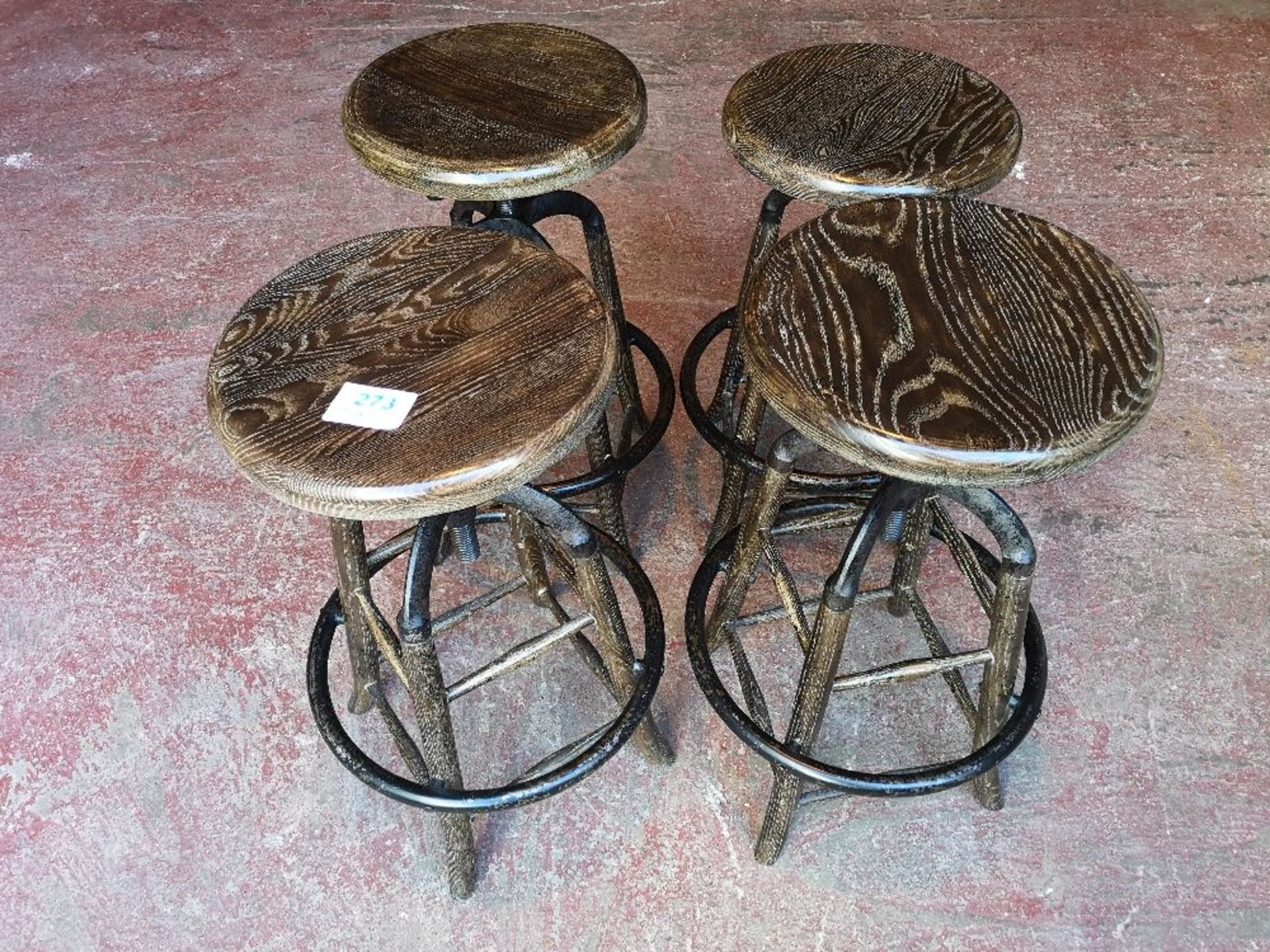 (4) Cylindrical Industrial Style High Adjustable Stools