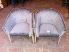(2) Velvet / Wooden Frame Tub Style Dining Chairs