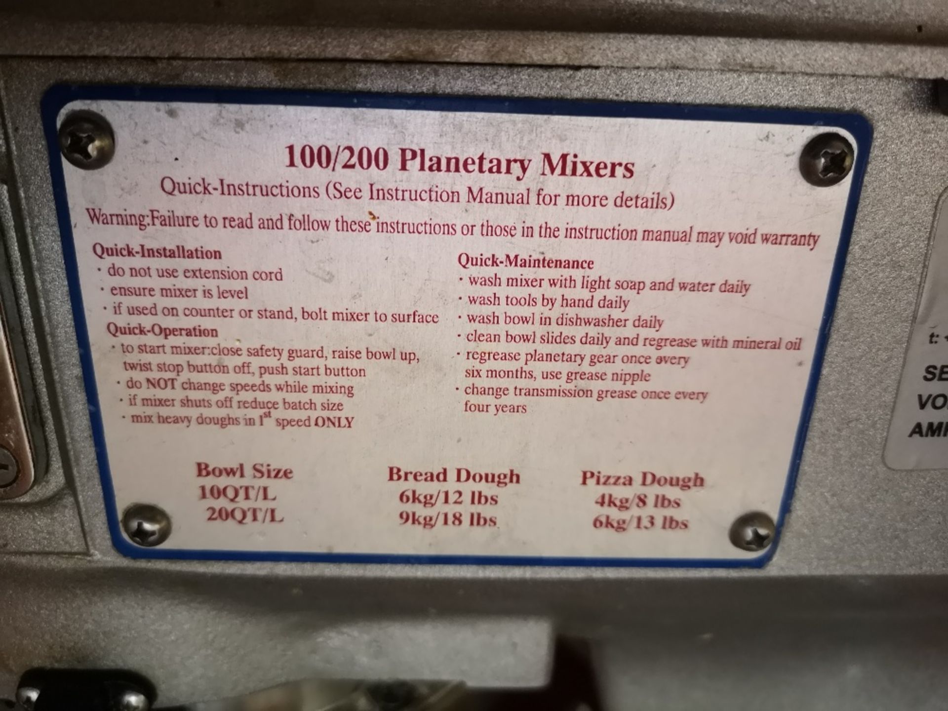 Metcalf SP-200 Three Speed 20L Planetry Mixer - Image 6 of 6