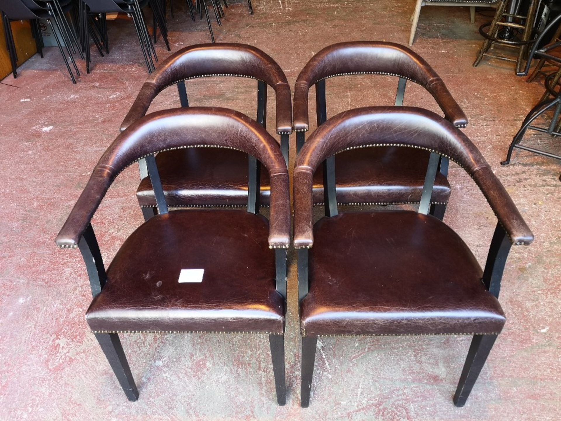 (4) Faux Leather / Wooden Frame Dining Chairs