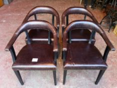 (4) Faux Leather / Wooden Frame Dining Chairs