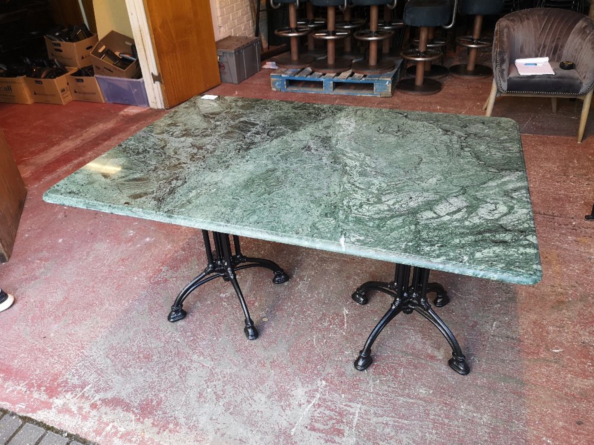 Marble Top / Wrought Iron Dining Table - Image 2 of 3