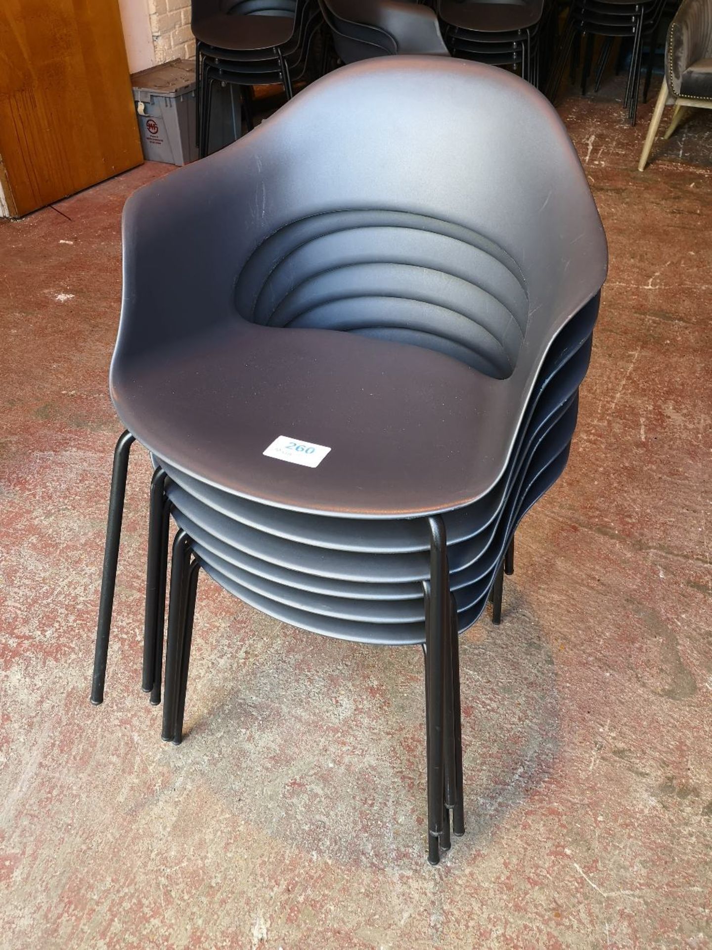 (6) Black Plastic Stackable Outdoor Dining Chairs - Image 3 of 3