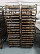 (2) Sixteen Slot Bakery Rack/Tray Stainless Steel Trollies