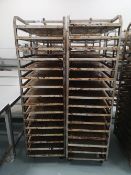 (2) Sixteen Slot Bakery Rack/Tray Stainless Steel Trollies