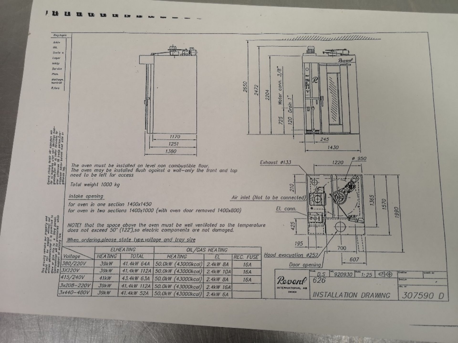 Revent International 626 Rotating Single Rack Electric Steam Baking Oven - Image 10 of 10