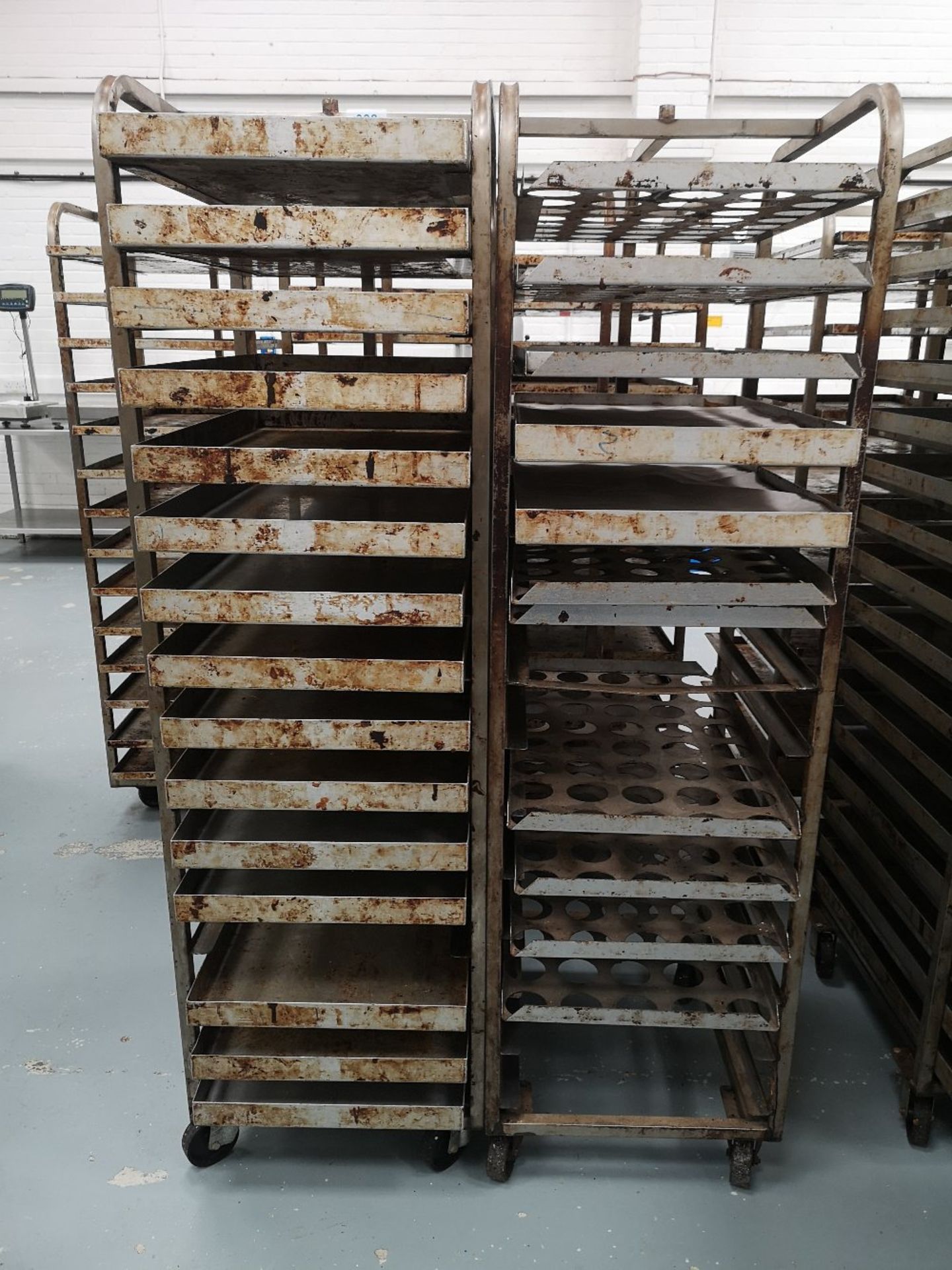 (2) Sixteen Slot Bakery Rack/Tray Stainless Steel Trollies