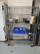 Chrome Wire Four Tier Mobile Rack & Contents
