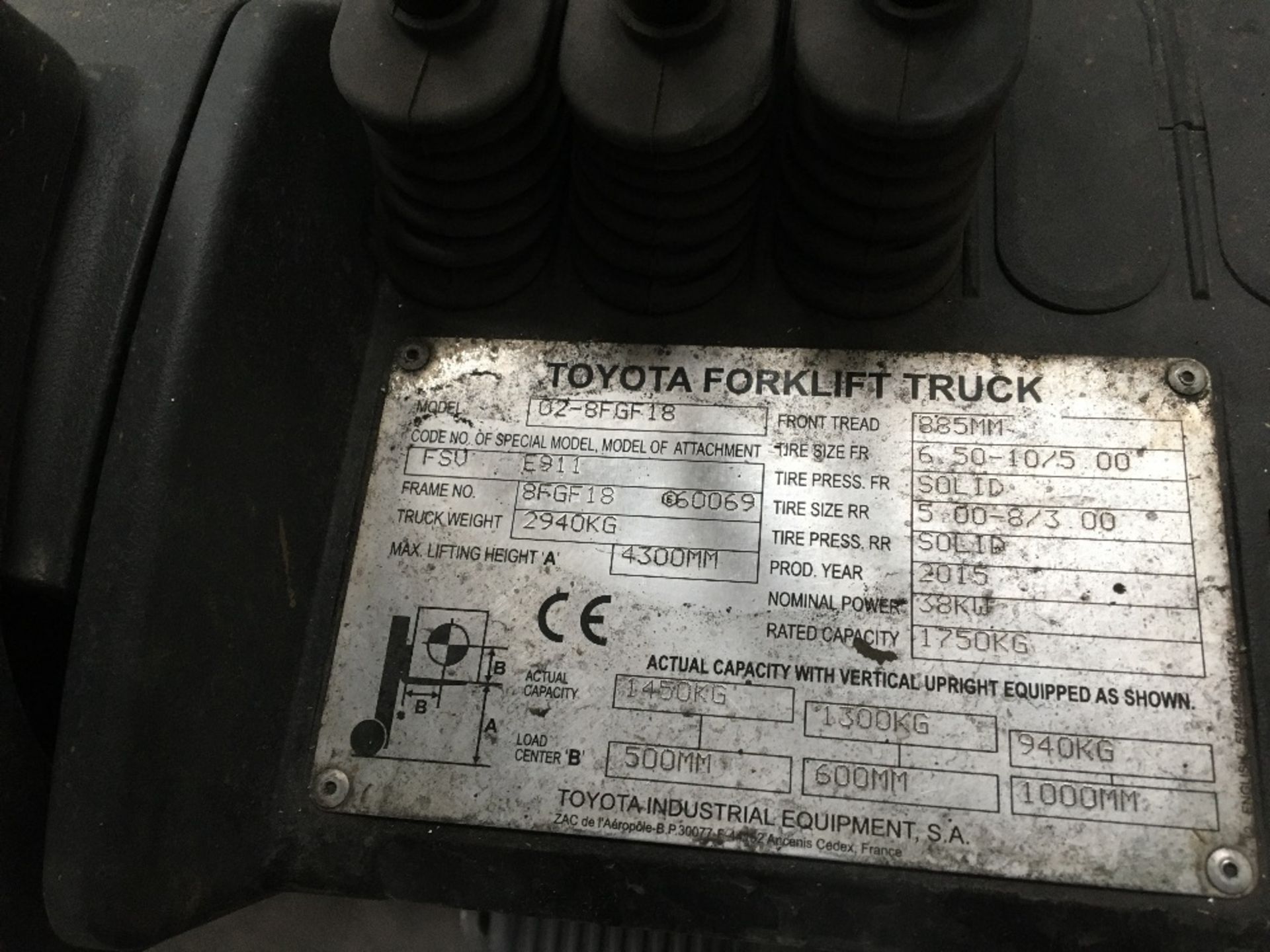 Toyota Tonero 18 02-8FGF18 1500kg capacity Gas operated forklift truck - Image 3 of 5