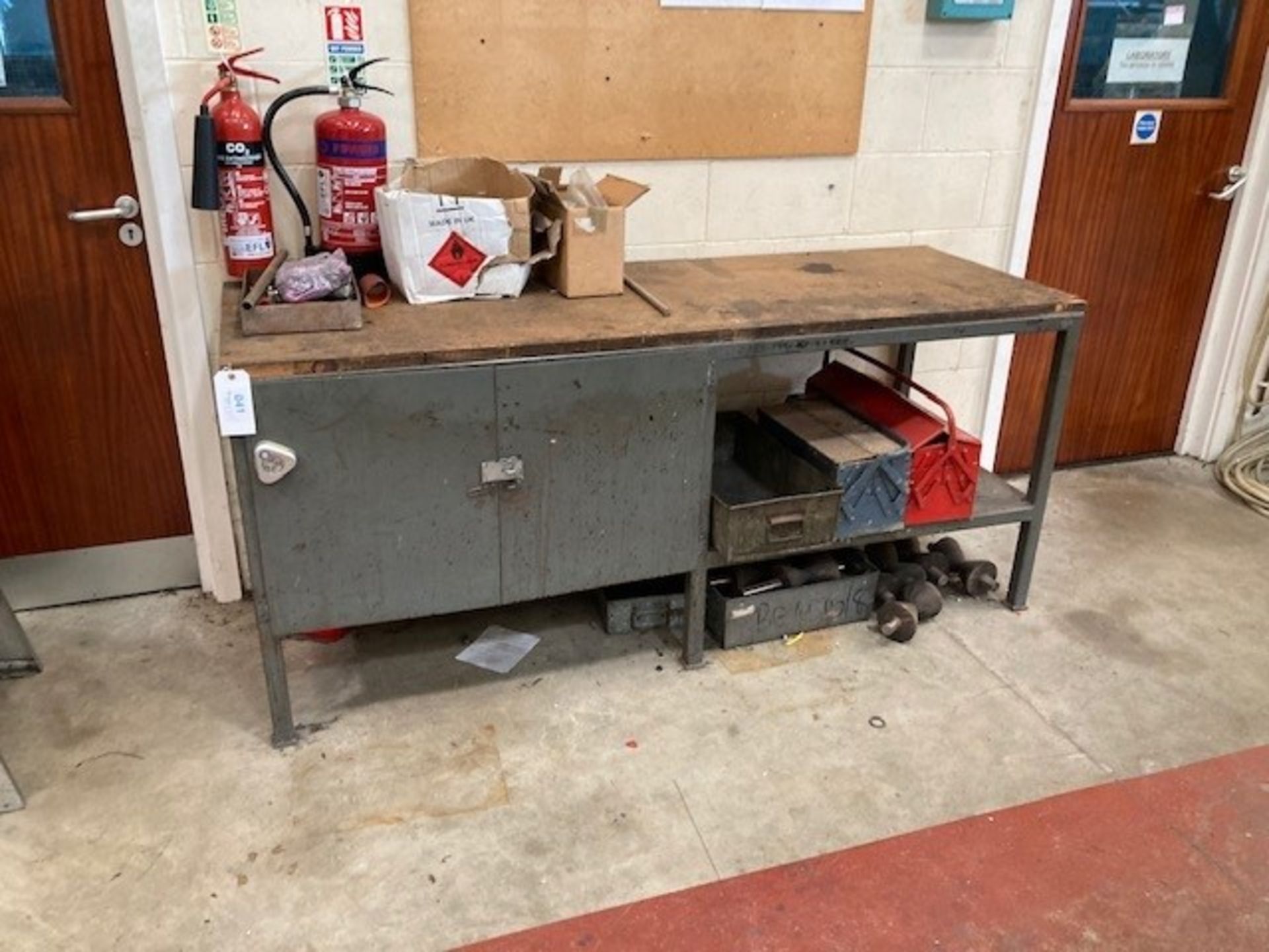 Two Tier Steel Workbench & Contents