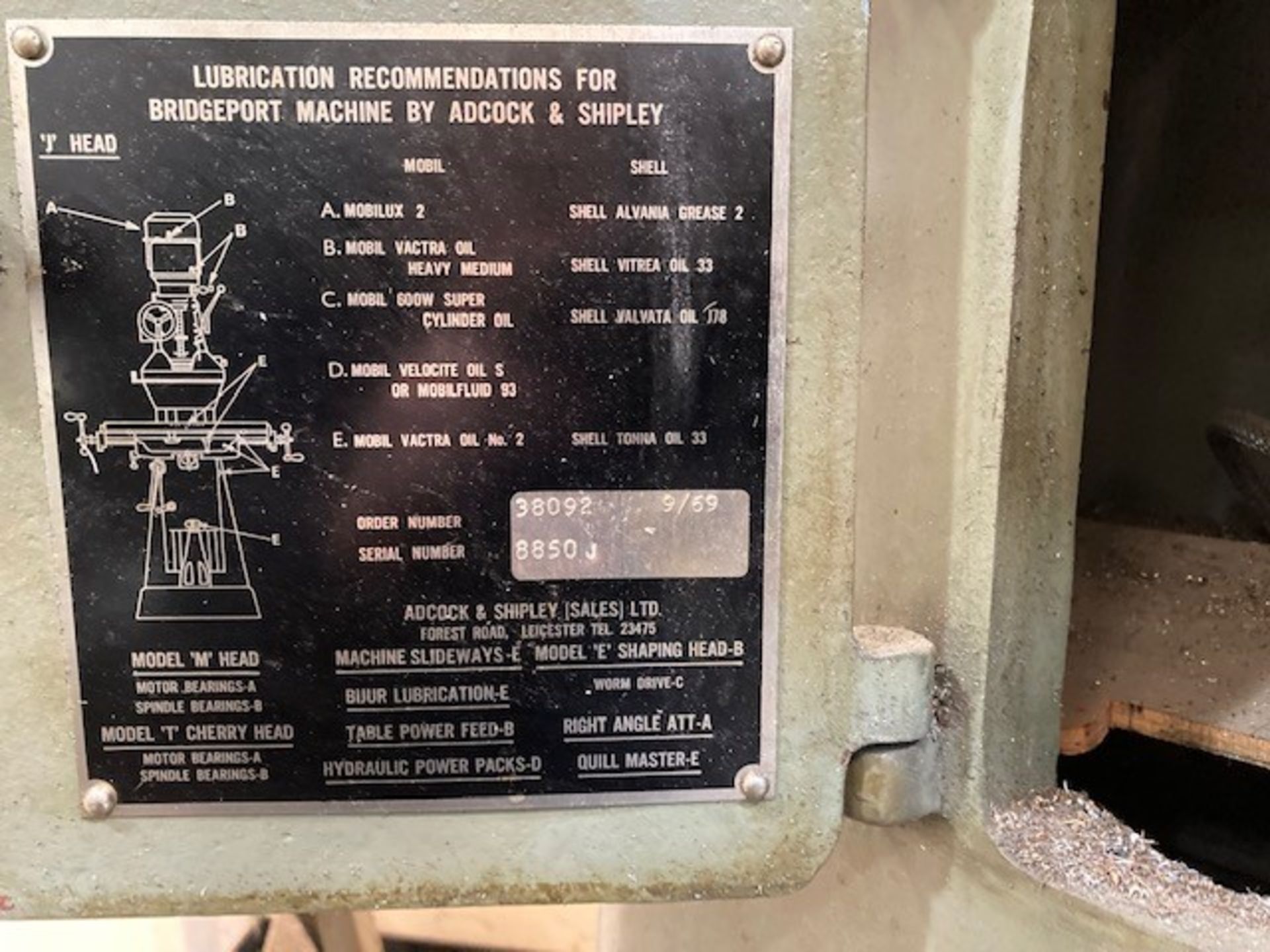 Adcock - Shipley Vertical Milling Machine - Image 6 of 6