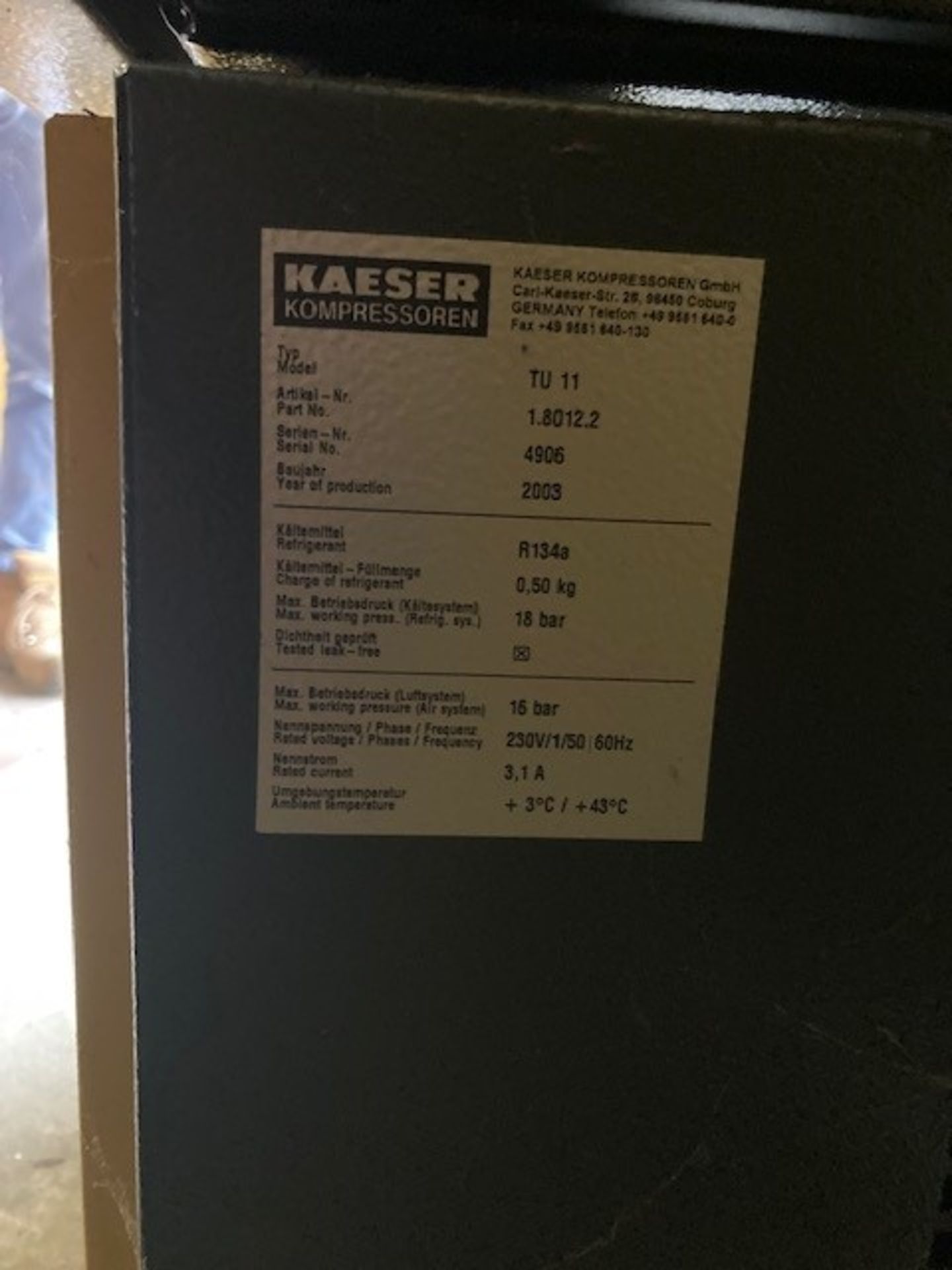 Kaeser HPC Air Tower 8 Rotary Screw Compressor - Image 3 of 3