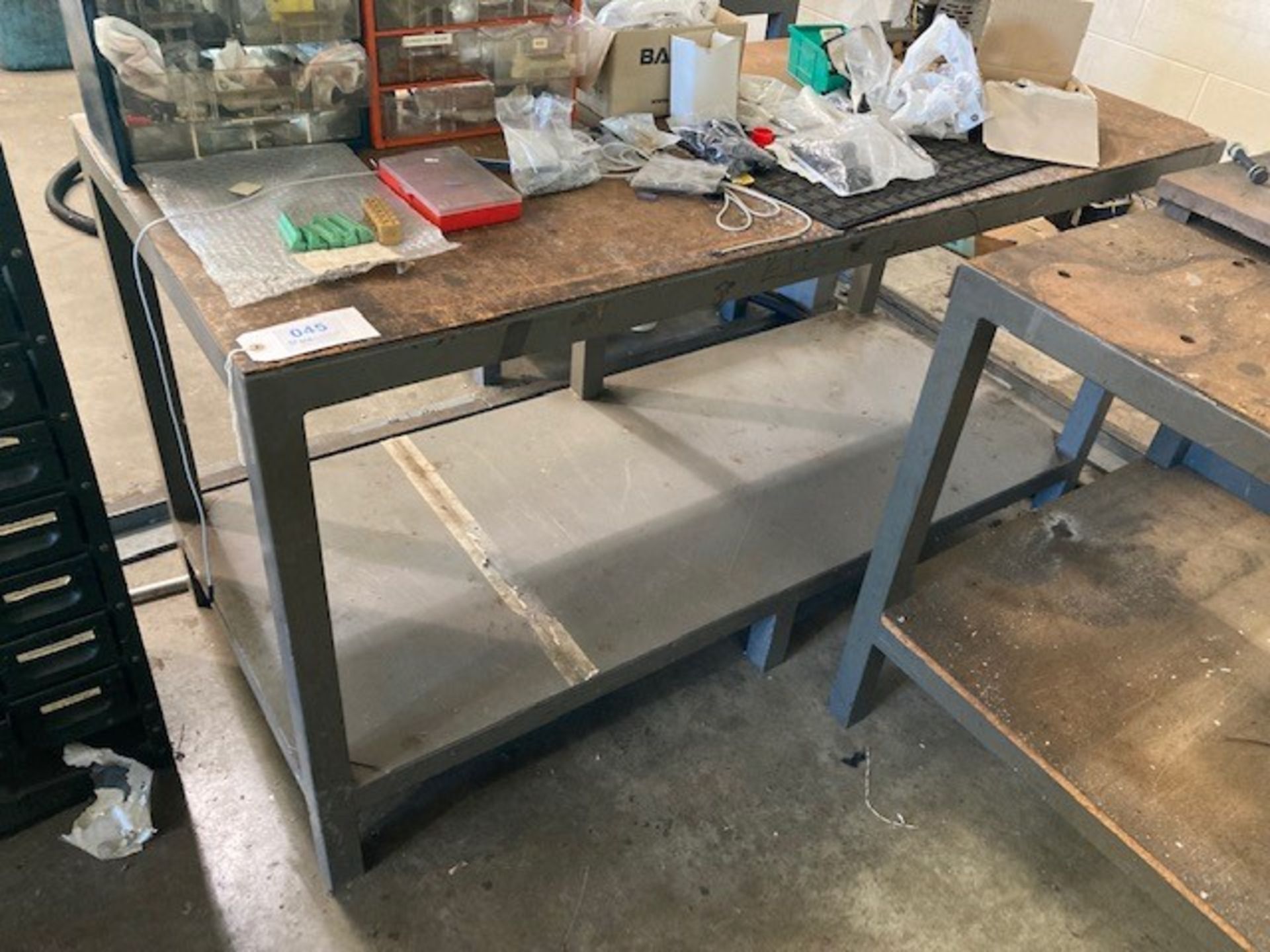 Two Tier Steel Workbench & Contents