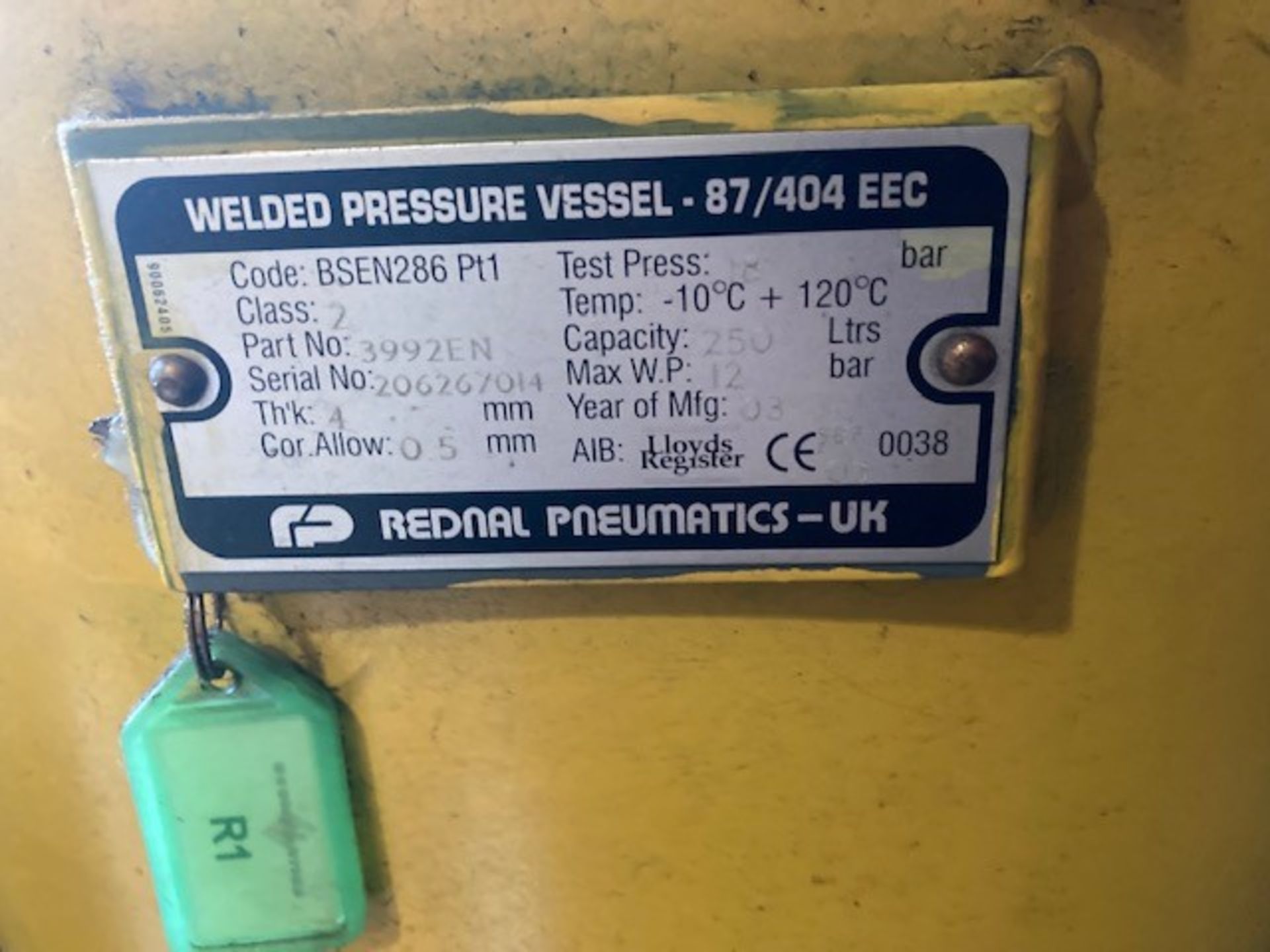 Kaeser HPC BSEN286 Welded Pressure Vessel - Image 2 of 2