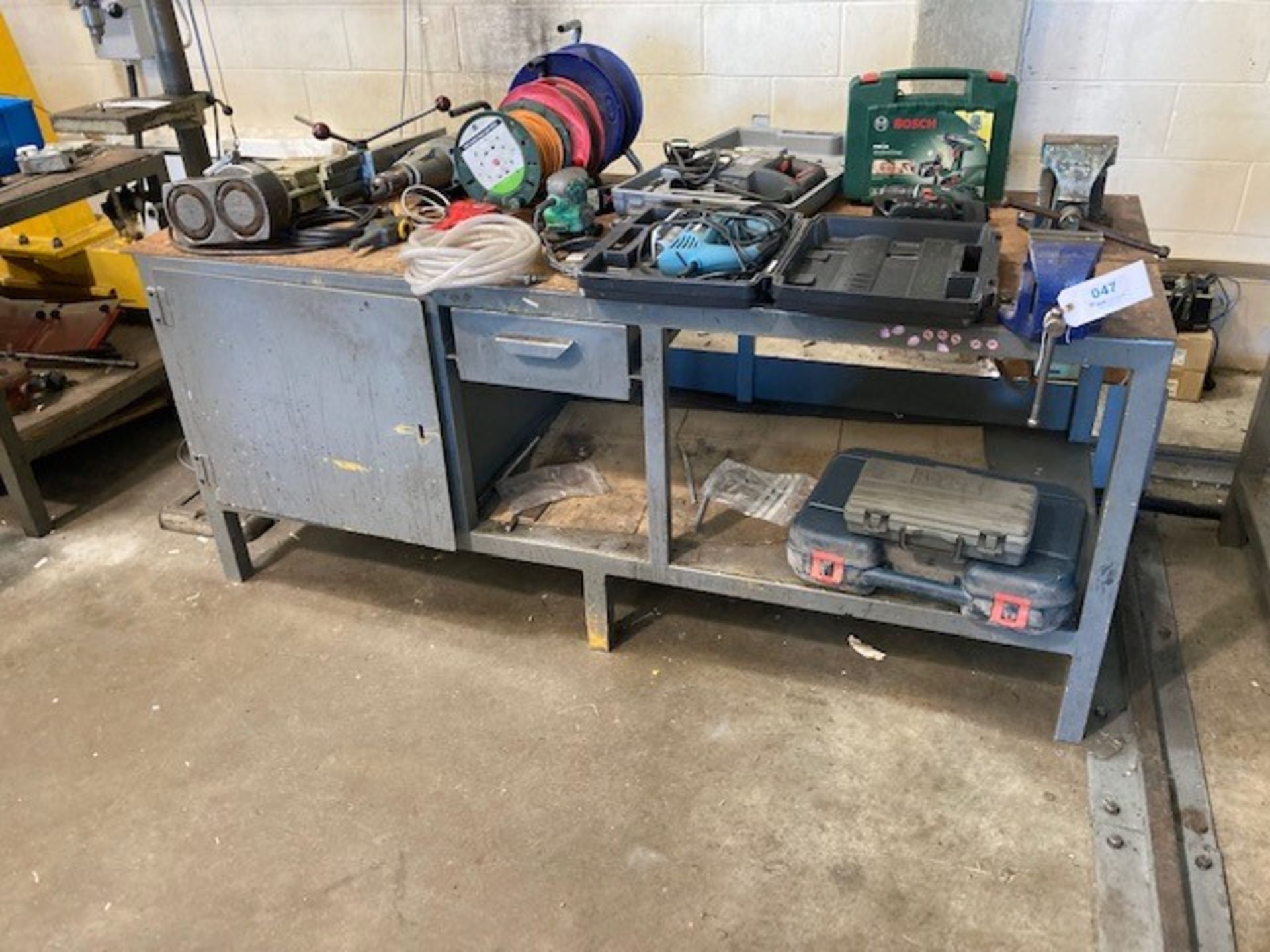 Two Tier Steel Workbench & Contents