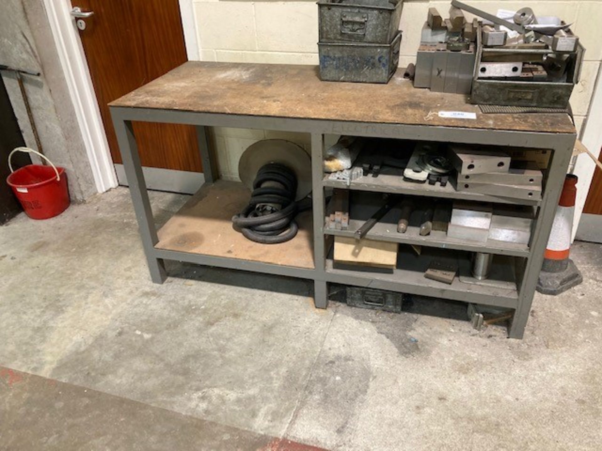 Two Tier Steel Workbench & Contents