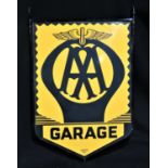 Original Double-Sided AA Hotel Garage Enamelled Steel Sign