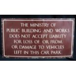 Original Ministry of Works Enamelled Steel Sign