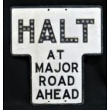 Original Halt at Major Road Cast Aluminium Sign