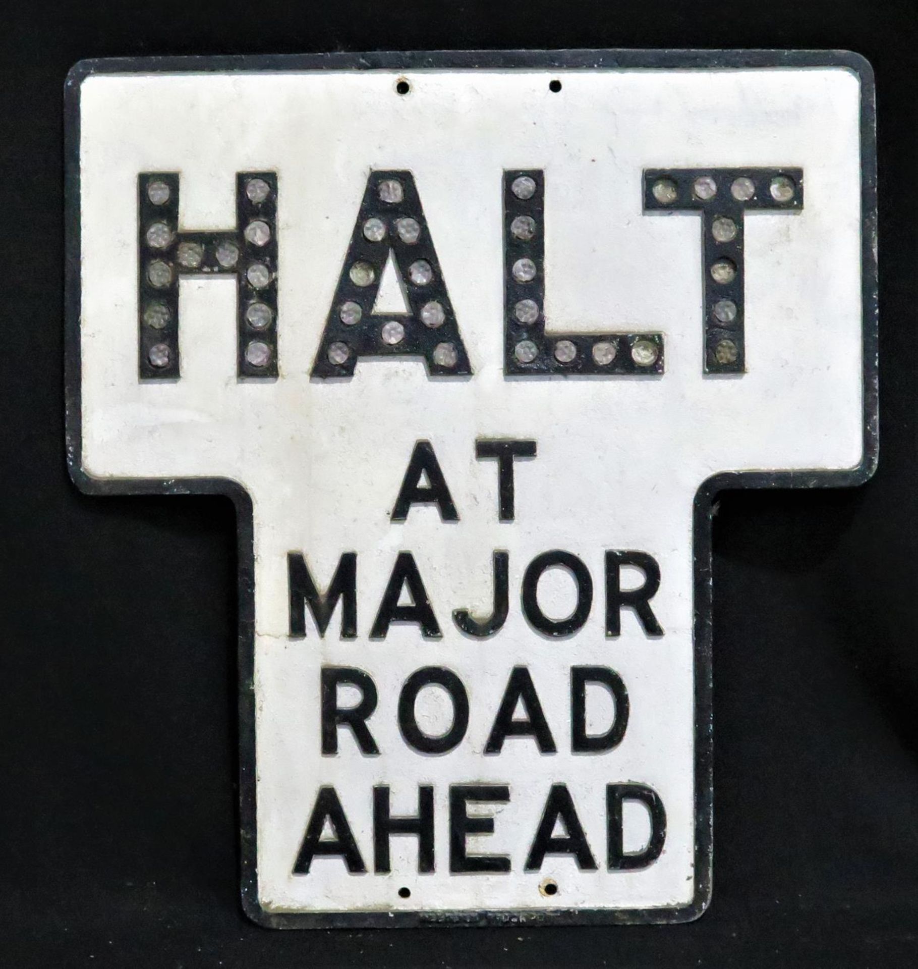 Original Halt at Major Road Cast Aluminium Sign