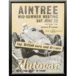 Autocar original poster Aintree mid summer race meeting depicting Stirling Moss winning British