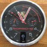 Porsche-themed wall clock with Quartz movement
