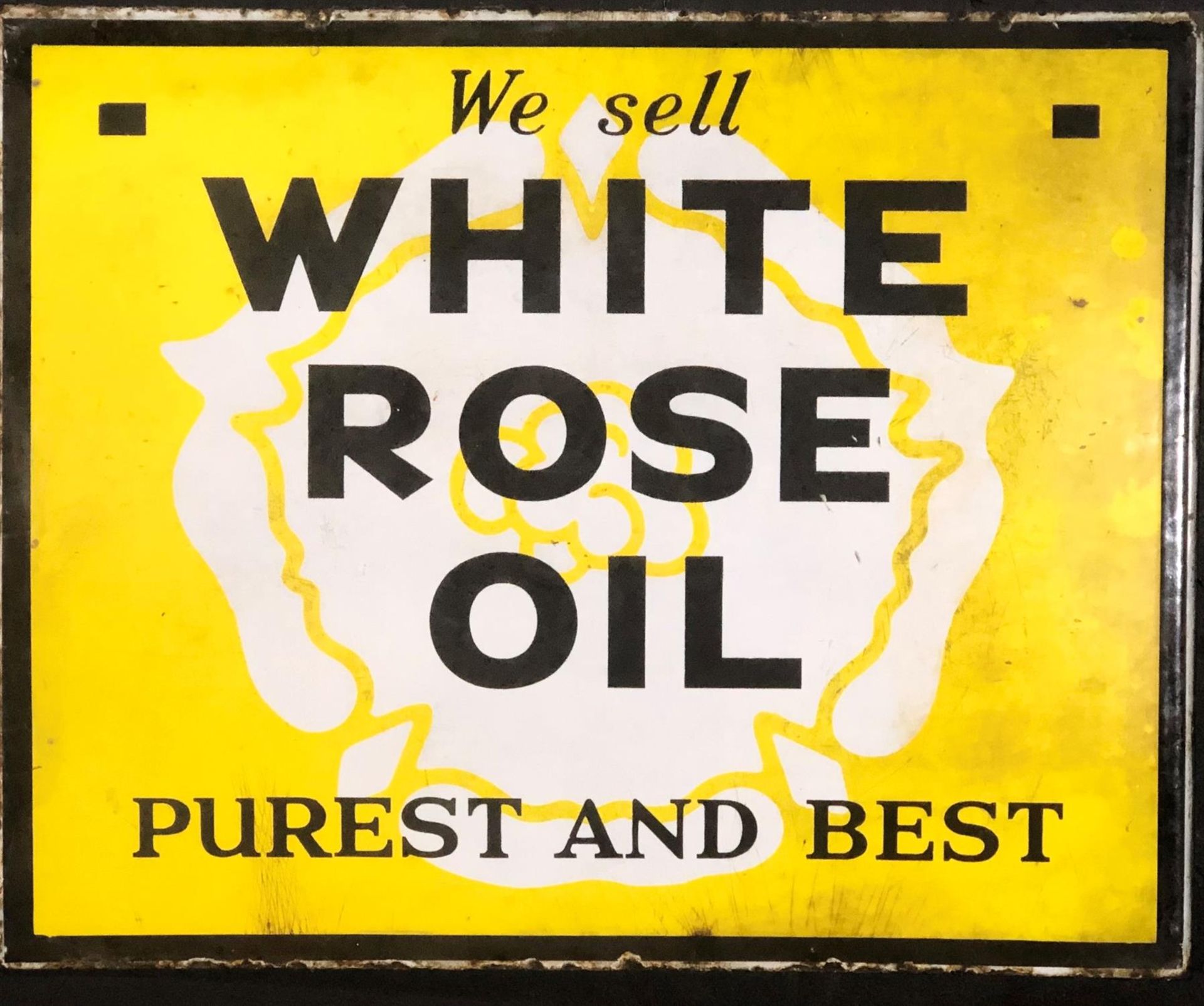 Original White Rose Oil Enamelled Steel Sign - Image 2 of 2
