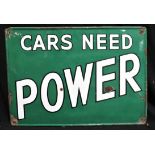 Original Cars Need Power Enamelled Steel Sign