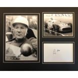 A Stirling Moss hand-signed production featuring two contemporary monochromatic photographic prints