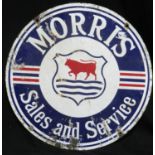 Original Morris 'Sales & Service' Circular Enamelled Steel Sign
