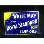 Original "White May" and "Royal Standard" BP Lamp Oils Enamelled Steel Sign