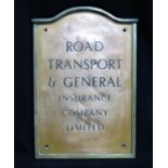 Original Road Transport Insurance Solid Brass Sign