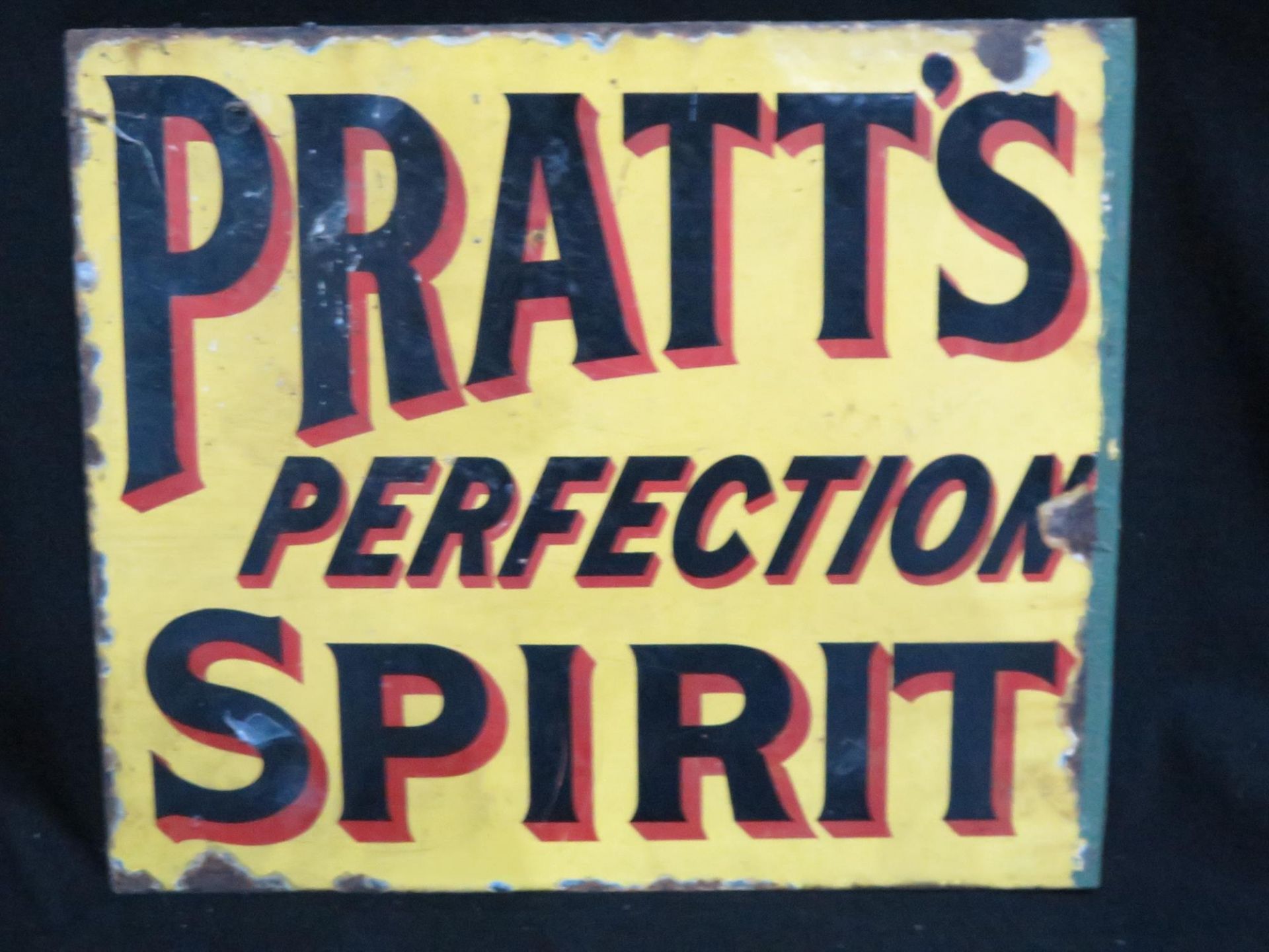 Original Pratt's Perfection Spirit Enamelled Steel Sign